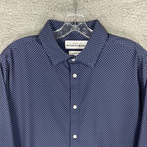 Mizzen + Main Shirt Mens Large‎ Blue Geometric Leeward Trim Stretch Long Sleeve